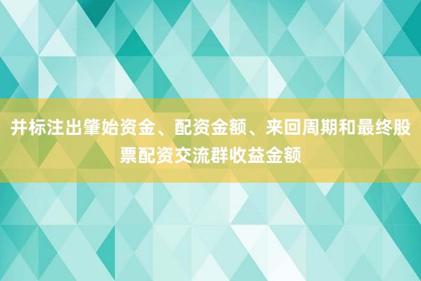 并标注出肇始资金、配资金额、来回周期和最终股票配资交流群收益金额