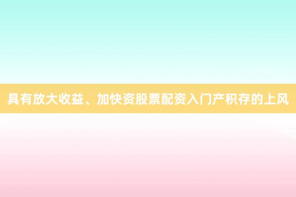 具有放大收益、加快资股票配资入门产积存的上风