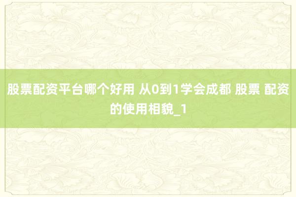 股票配资平台哪个好用 从0到1学会成都 股票 配资的使用相貌_1