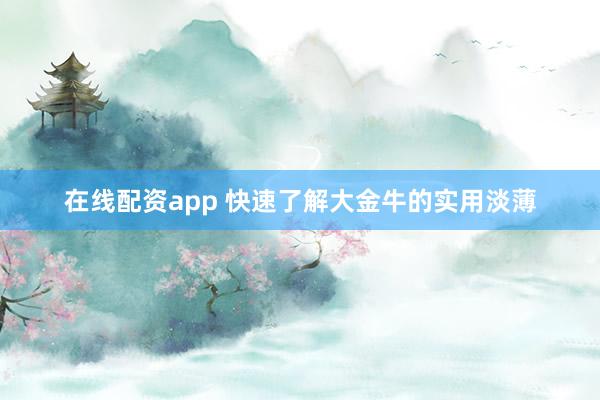 在线配资app 快速了解大金牛的实用淡薄