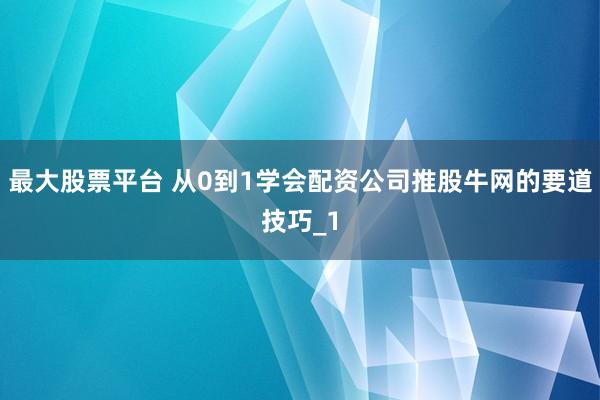 最大股票平台 从0到1学会配资公司推股牛网的要道技巧_1